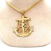 14K YELLOW GOLD ANCHOR SHAPE RELIGION CHARM WITH CHAIN