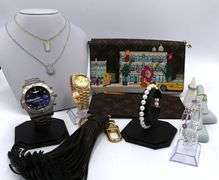 Big Group Lot of Estate Jewelry. Rolex, Breitling, LV, Necklaces, Rings and Bangle
