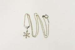 14K White Gold 1950's Pearl Diamond Halo Vintage Chain Necklace