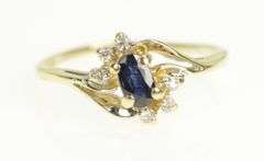 14K Yellow Gold Sapphire Diamond Accent Bypass Statement Ring