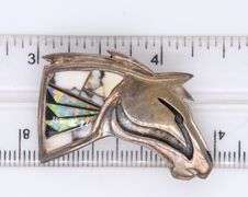Navajo Sterling Silver Signed Horse Head Pendant Brooch