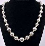Silver Bead Necklace In Sterling Silver