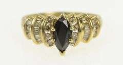 14K Yellow Gold Marquise Natural Sapphire Diamond Engagement Ring