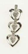 14K White Gold Tiered Diamond Heart Valentine Love Charm/Pendant