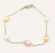 Beautiful Pink Pearl Station Bracelet