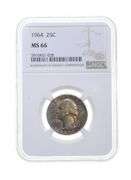 MS66 1964 Washington Quarter - Graded NGC Rainbow Toned