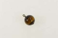 14K Yellow Gold Tiger's Eye 3D Ball Sphere Vintage Charm/Pendant