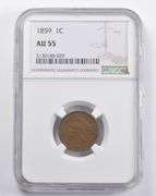 AU55 1859 Indian Head Cent NGC