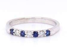 Attractive White Gold Blue Sapphire and Diamond Accent Band
