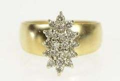 14K Yellow Gold 0.40 Ctw Diamond Marquise Cluster Vintage Ring