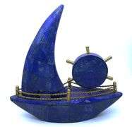 Beautiful Natural 4535 Ct Blue Lapis Lazuli Sail Boat Clock