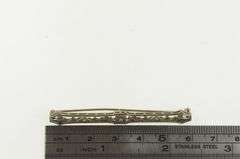 14K White Gold Art Deco Floral Diamond Filigree Ornate Bar Pin/Brooch