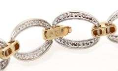 2.00ctw Pave Diamond Oval Two Tone Station Bracelet in 14K