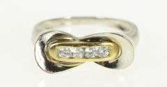 14K White Gold 0.28 Ctw Diamond Geometric Curvy Infinity Ring