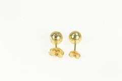 14K Yellow Gold 6.0mm Round Ball Sphere Vintage Stud Earrings