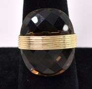 Impressive Smoky Quartz Ring In 14K Yellow Gold