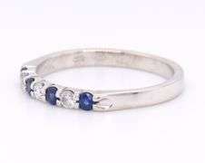Attractive White Gold Blue Sapphire and Diamond Accent Band