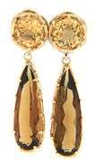 Tacori Round Citrine and Pear Cognac Quartz Cinnamon Scotch Dangle Earrings in 18K