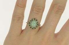 14K White Gold 2.80 Ctw Syn. Star Sapphire Diamond Emerald Ring