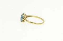 14K Yellow Gold Heart Blue Topaz Victorian Love Symbol Classic Ring