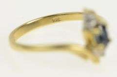 14K Yellow Gold Oval Sapphire Diamond Accent Vintage Bypass Ring