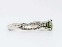 Gorgeous 14kt White Gold, Green Tourmaline, & Diamond Ring