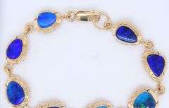Gorgeous Yellow Gold 8 Station Boulder Opal Bracelet