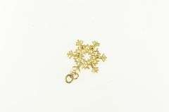 14K Yellow Gold Snowflake Winter Season Motif Holiday Charm/Pendant