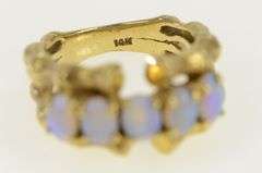 14K Yellow Gold 1960's Ornate Natural Opal Bamboo Statement Ring