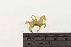 14K Yellow Gold Brushed 3D Galloping Prancing Horse Pony Charm/Pendant