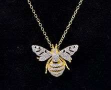 Vermeil Bumblebee Pendant Necklace In Sterling Silver