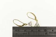 14K Yellow Gold Trillion Solitaire Dangle Vintage Statement Earrings