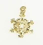 14K Yellow Gold Snowflake Winter Season Motif Holiday Charm/Pendant