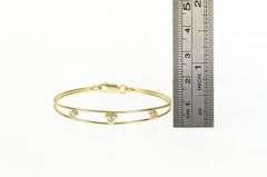 14K Yellow Gold Diamond Heart Love Oval Child's Bangle Bracelet