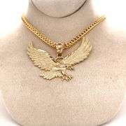 14K YELLOW GOLD TEXTURED EAGLE CHARM WITH CHAIN