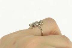 14K White Gold 1950's Diamond Floral Bypass Vintage Ring