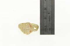 14K Yellow Gold Pave Leopard Jaguar Enamel Eyed CZ Ring