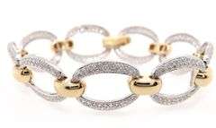 2.00ctw Pave Diamond Oval Two Tone Station Bracelet in 14K