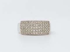 14kt Solid White Gold & Diamond Band Ring