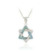 Blue Opal Star of David Pendant