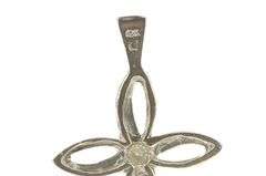 10K White Gold Diamond Inset Curvy Cross Christian Faith Pendant