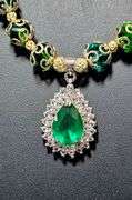 18 Kt White Gold Plated 49.5 Ctw Lab Emerald Necklace