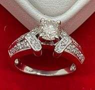 CERTIFIED BRAND NEW 14K WHITE GOLD AND DIAMOND ENGAGEMENT RING.