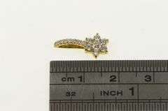 14K Yellow Gold Flower Cluster Floral Motif Cute CZ Statement Pendant