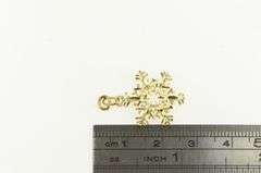 14K Yellow Gold Snowflake Winter Season Motif Holiday Charm/Pendant