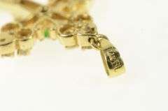 14K Yellow Gold 1.01 Ctw Victorian Emerald Enamel Cross Pendant