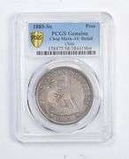 Genuine AU Detail 1885-So Chile 1 Peso - Chop Mark - Graded PCGS