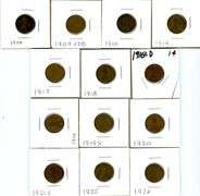 13 Different Lincoln Wheat Cents: 1909-1926, Including 1909 VDB