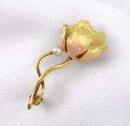 Antique Art Nouveau 18k Flower Brooch