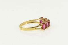 10K Yellow Gold Five Stone Oval Syn. Ruby Vintage Band Ring